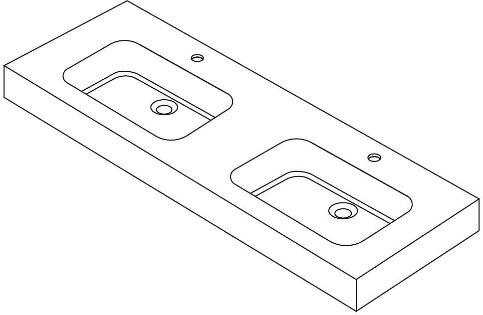 Tablet puro 140CM 2 lavabo Solid blanc M