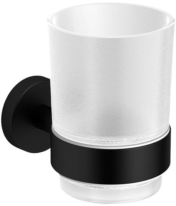 Glas+ houder hold o(n) mat zwart/mat glas