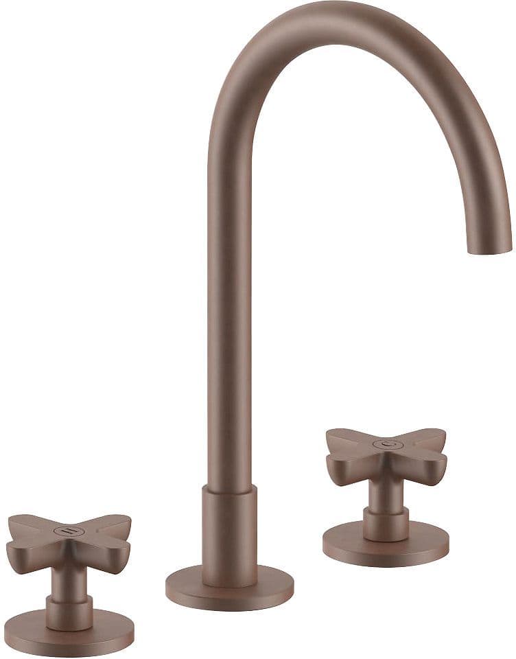 3 Trous mitigeur lavabo icona classic fantini sans vidage saille 160MM mat Copper pvd
