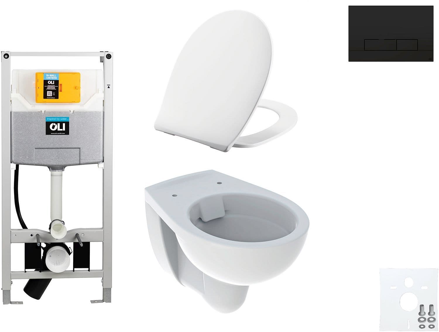 WALLFIX OLI HANGWC BASTIA RIMFREE PRESSALIT T SOFT-CLOSE + LIFT-OFF GLAM MAT ZWART