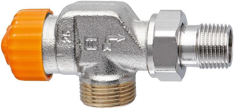 Thermostatische radiatorkraan Eclipse Heimeier haaks verkeerd 3/4"M-1/2"