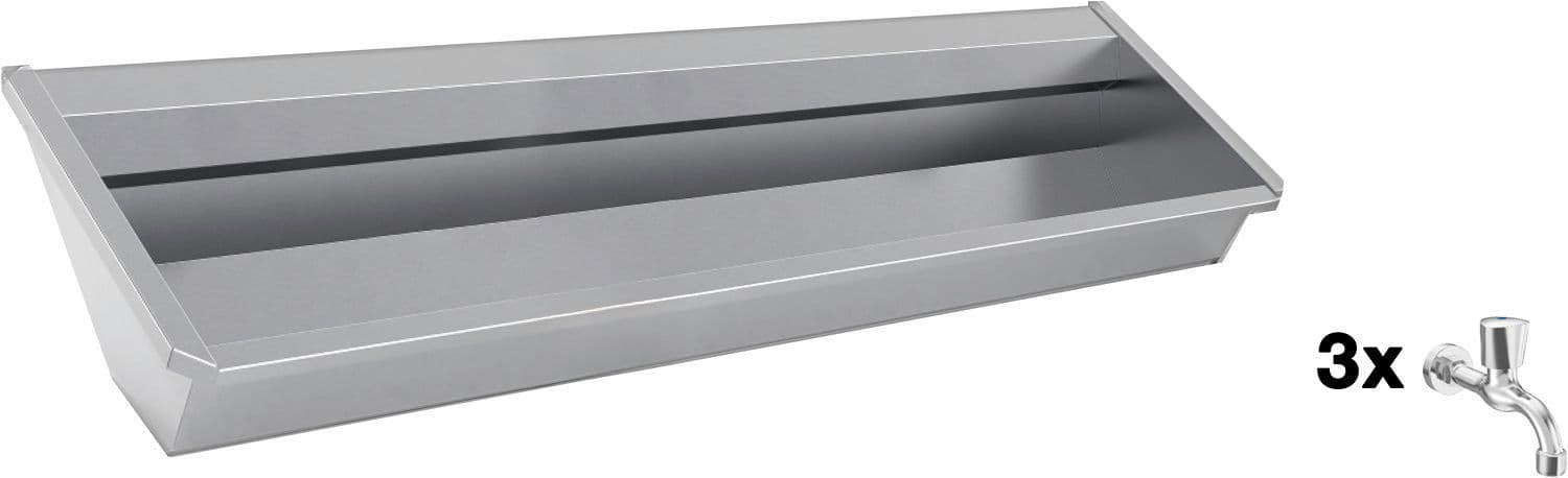 Muurwasgoot sanilav intersan 180CM Rvs 3 koud water kranen