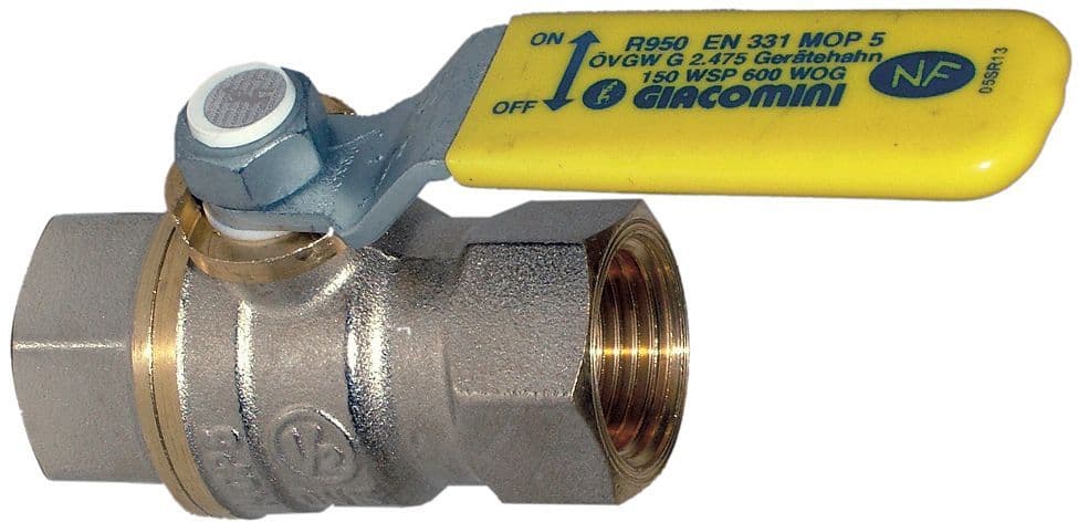 Bolkraan+hendel vloeibaar gas 1/4"F