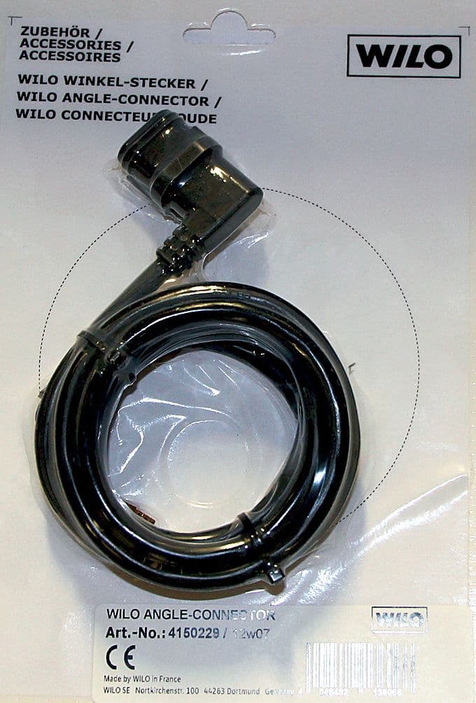 Fiche coudee+cable 2M pour circulateur Wilo