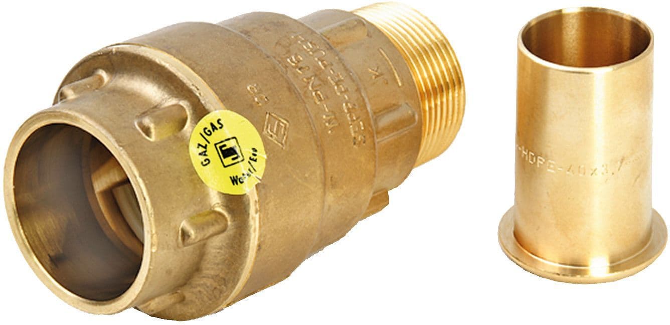 Pe-push fitting gas + huls 1"M-32M