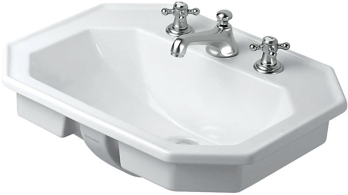 Inbouw lavabo 1930 Duravit 580X470MM +1(3)KRAANGAT +overloop wit