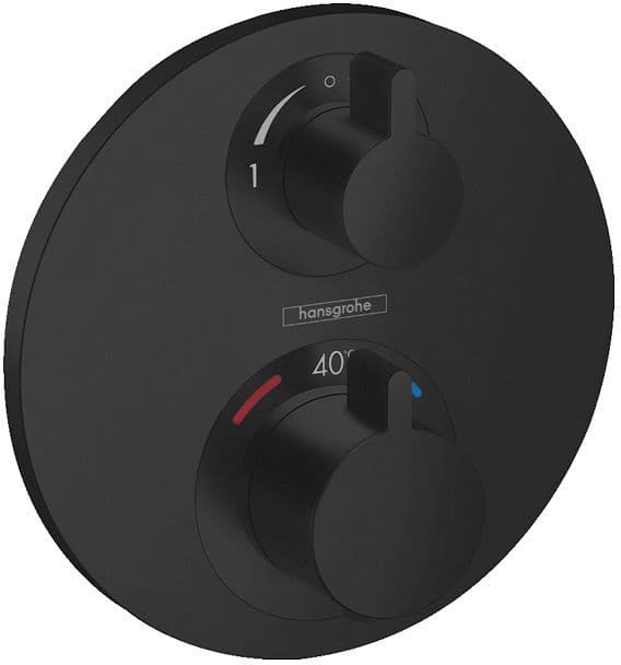 Set de finition thermostat+inverseur Ecostat S Hansgrohe Noir mat