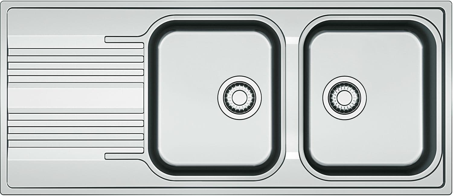 INBOUW SPOELTAFEL SMART FRANKE 2 BAKKEN+VERLEK 116X50 INCLUSIEF AFLOOPSYSTEEM OMKEERBAAR