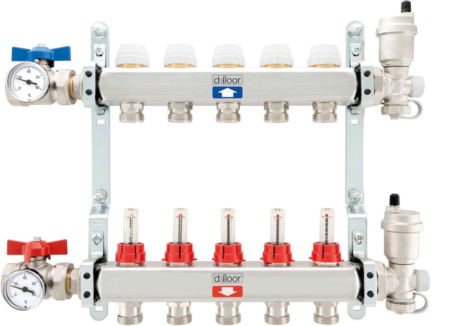 Collectorset inox compleet vloerverwarming d-floor 5 kringen 3/4" EK
