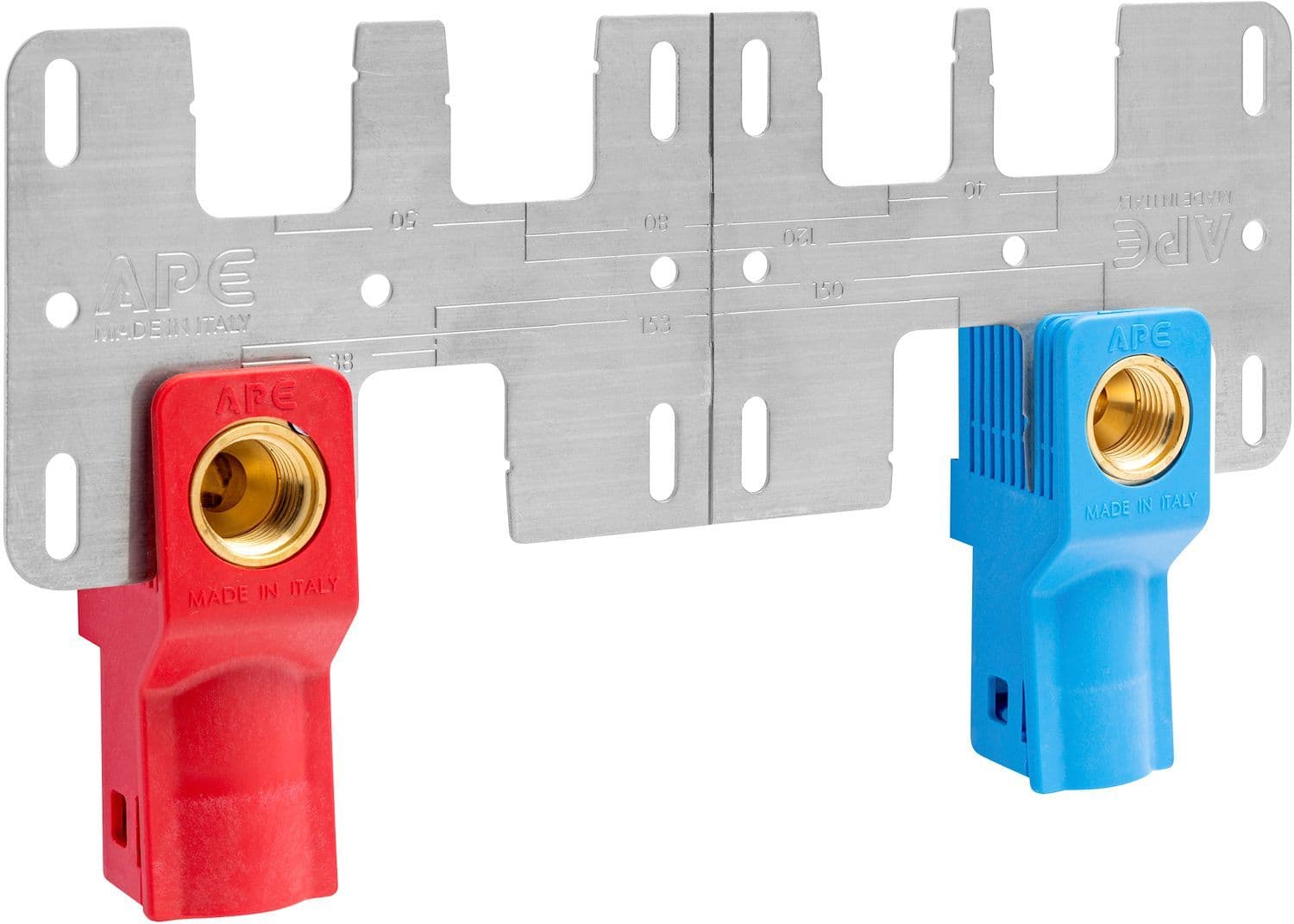 SET 2 STUKS INBOUWDOOSJES (BLAUW + ROOD) 20MM-1/2"F MET MONTAGEBEUGEL ALUPEX