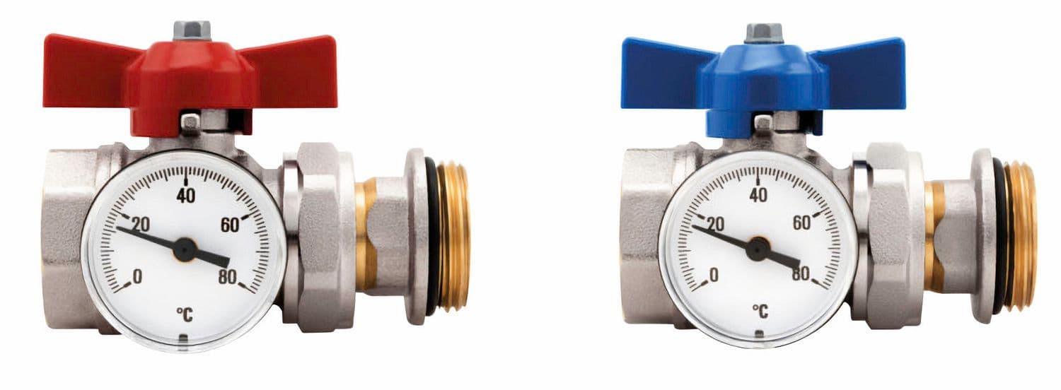 Set bolkranen met thermometer voor inox collector d-floor