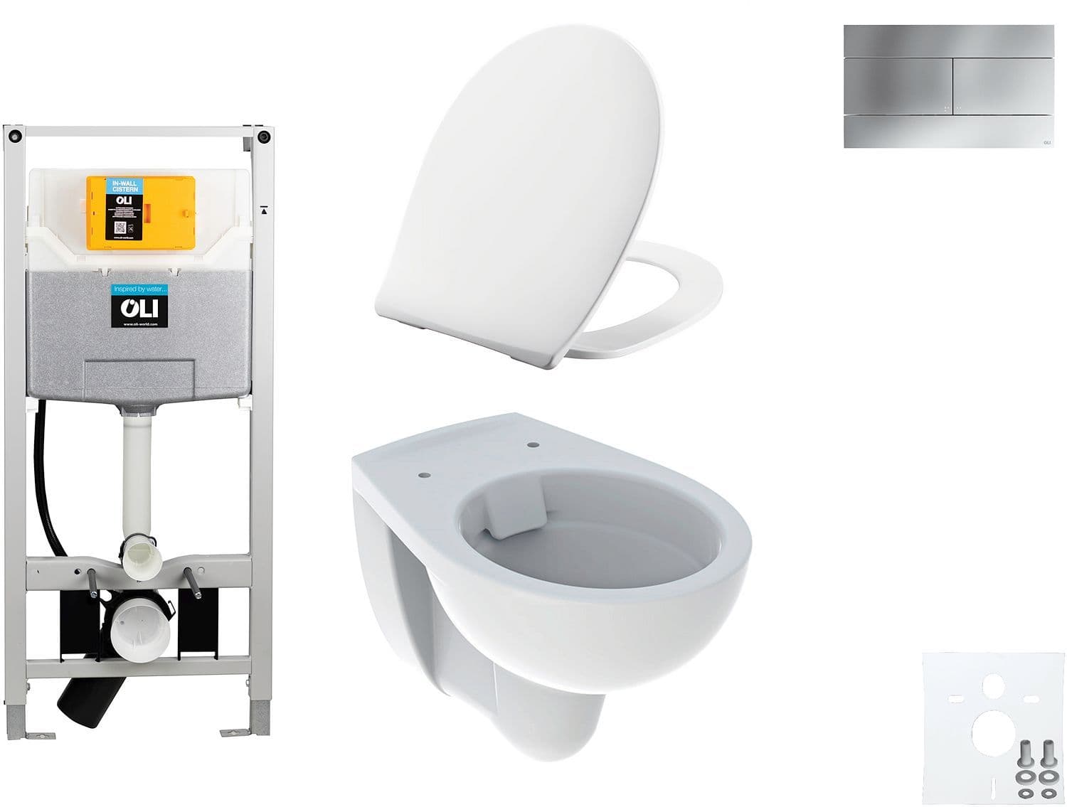 WALLFIX OLI HANGWC BASTIA RIMFREE PRESSALIT T SOFT-CLOSE + LIFT-OFF SLIM MAT CHROOM