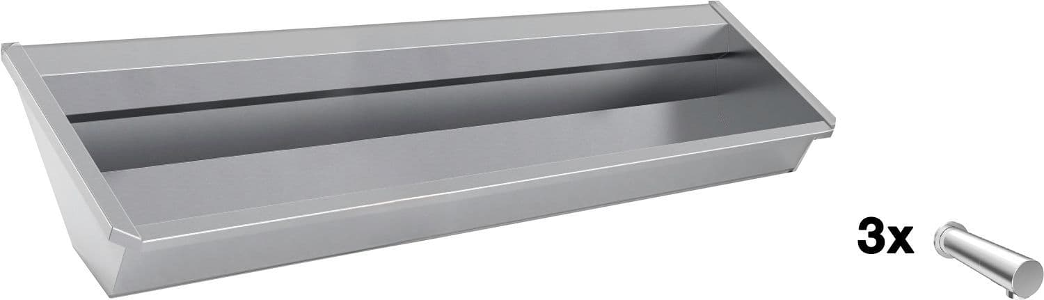 Muurwasgoot sanilav intersan 180CM Rvs 3 elektronische koudwater kranen