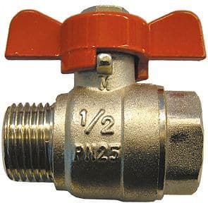Bolkraan volle doorlaat Mf 4/4" vlinderhendel