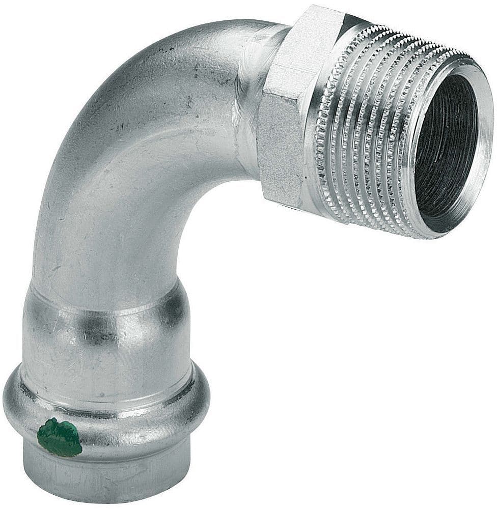 Elleboog 1/2"M-15MM sanpress inox Viega