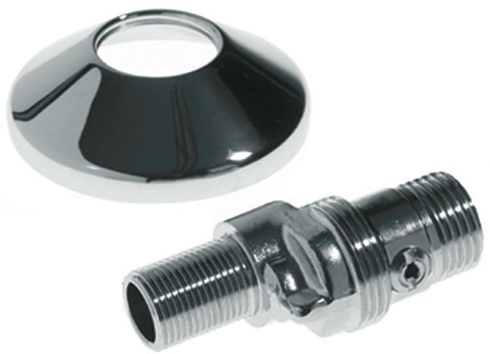 Afsluitbare s-koppeling met rozet 3/4"-1/2" chroom