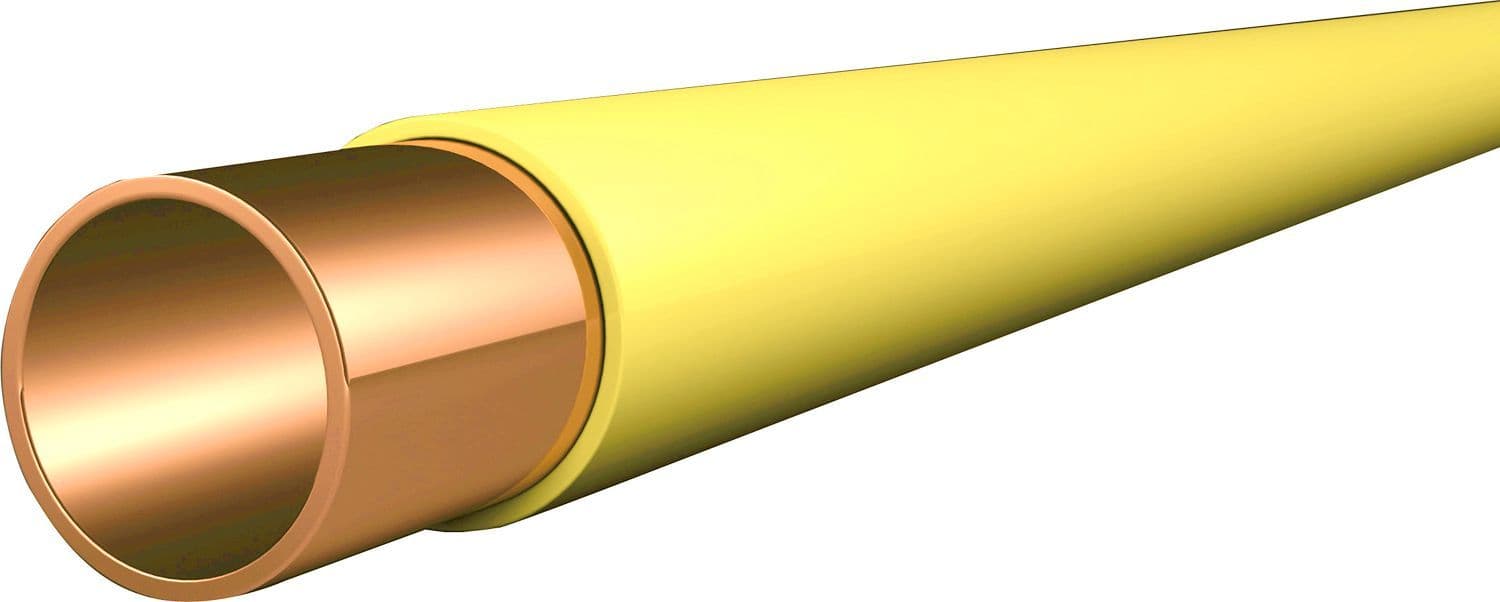 Koper buis met gele mantel 15-1MM hard lengte 5M