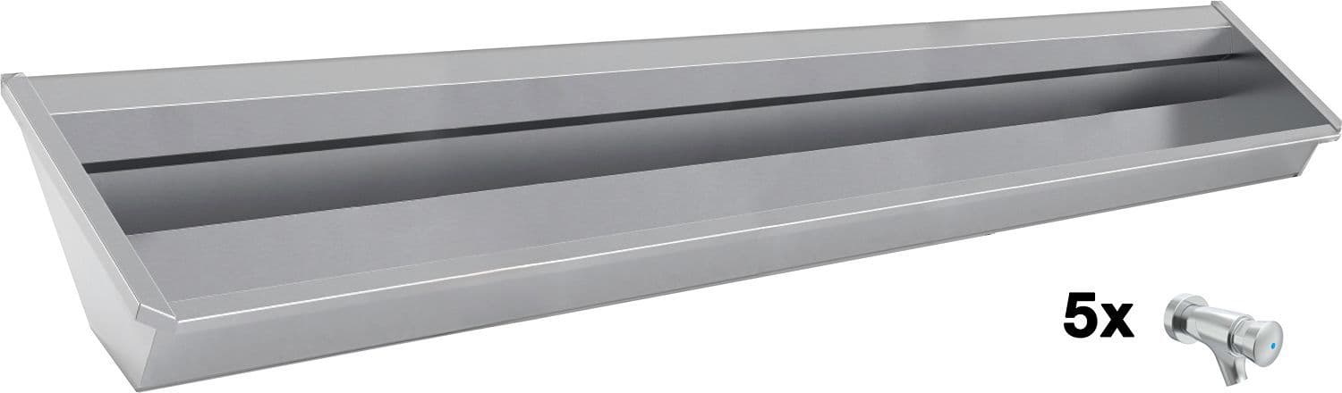 Muurwasgoot sanilav intersan 300CM Rvs 5 zelfsluitende kranen