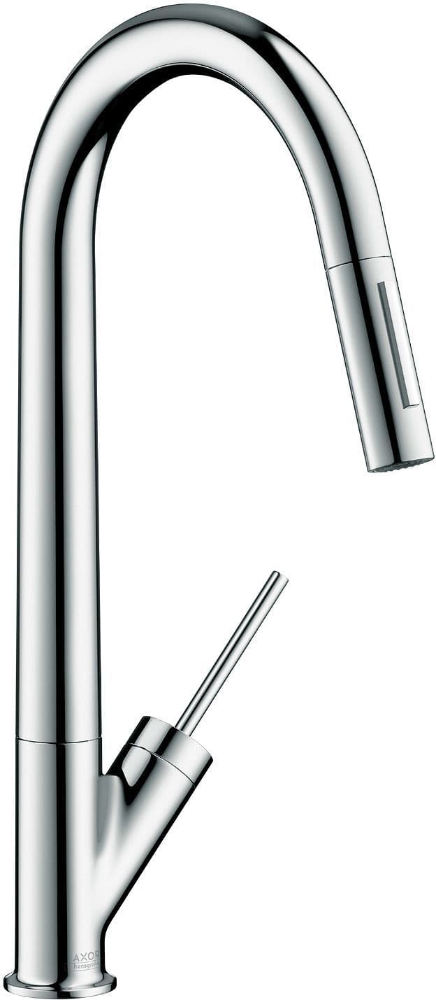 1GREEP MENGKRAAN KEUKEN STARCK AXOR UITTREKBARE HANDDOUCHE 2-STRALEN INOX LOOK