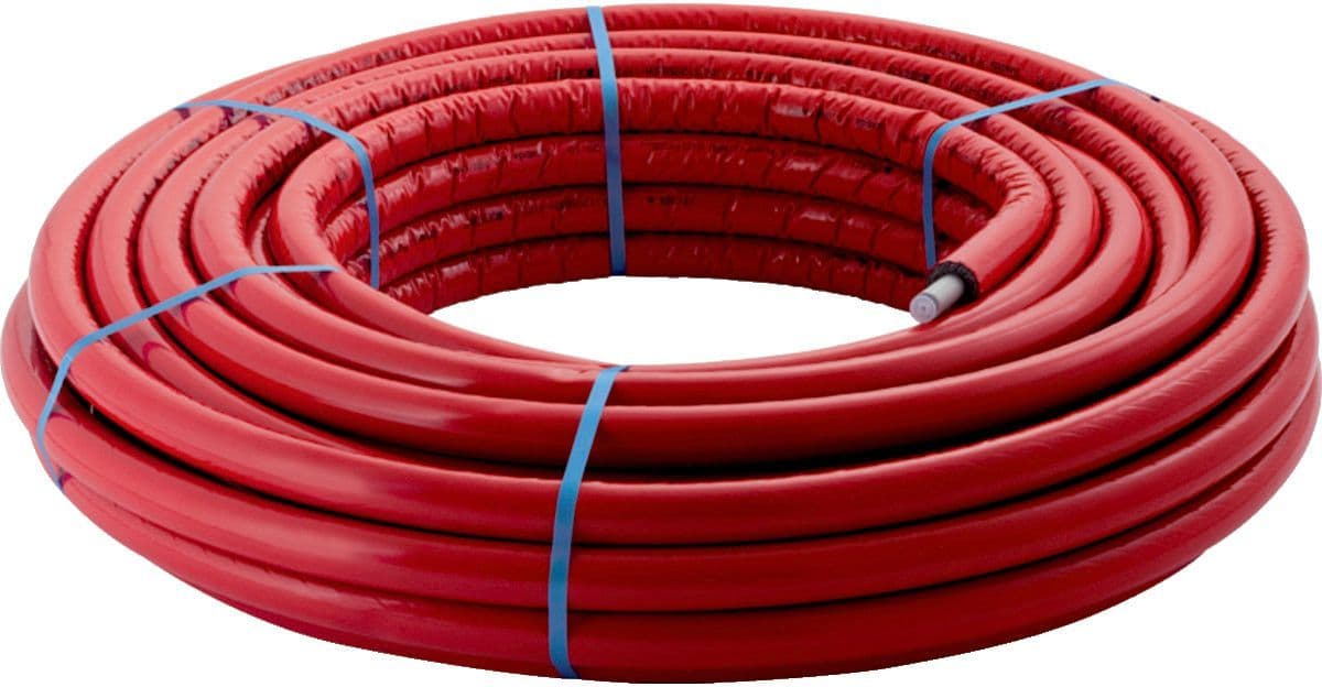Meerlagenbuis met isolatie 6MM Geberit 25X2,5MM Rood rol 25M FlowFit Geberit