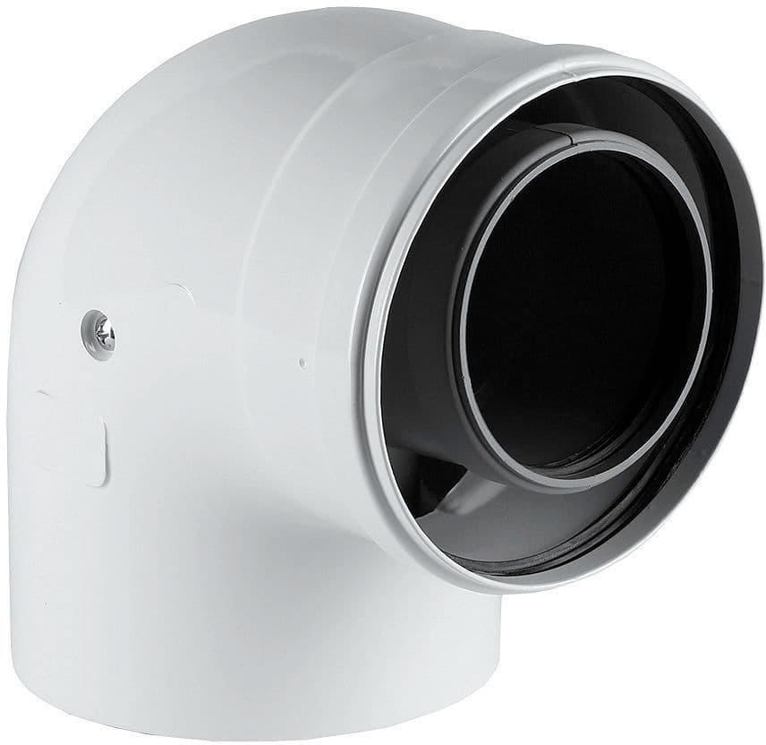 UNIFLOW CONCENTRISCHE BOCHT 60/100MM 90° ALU/PP
