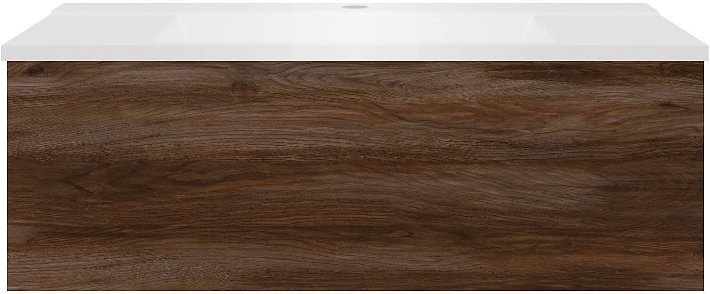 Sous Meuble COFFEE 1 tiroir 90 Noyer Decor velours+lavabo blanc mat