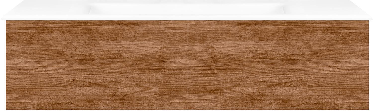 Sous Meuble COFFEE 1 tiroir 120 tectona Decor cannelle +lavabo porcelaine sans trou robinet blanc